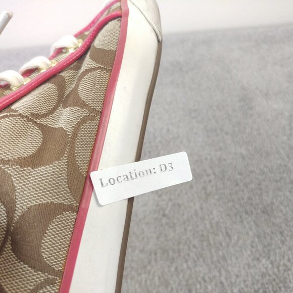 Coach Tennis Shoes Womens Size 9 Sneakers Pink Brown Designer Signature Logo - Picture 12 of 12